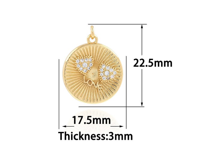 18K Gold Filled Heart Pendant,Gold Dainty LOVE Charms,CZ Heart  Charm Bracelet Necklace for DIY Jewelry Making Supply