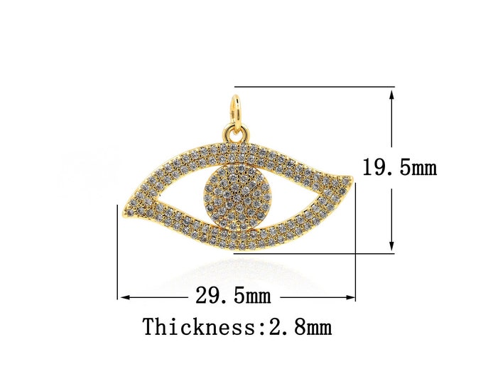 18K Gold Filled Devil eye pendant,Gold Dainty Eye Charms,Animal Eye Charm Bracelet Necklace for DIY Jewelry Making Supply