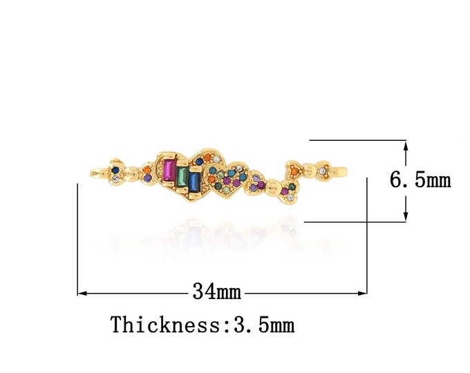 18K Gold Filling Heart Charm MicroPave CZ Heart Connector DIY Making Supplies