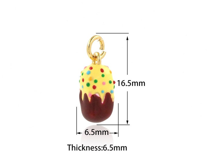 18K Gold Filled Cake Pendant,Gold Dainty Cake Charms,Enamel Cake Charm Bracelet Necklace for DIY Jewelry Making Supply,16.5x6.5x6.5mm