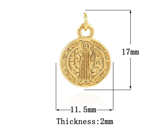 18K Gold Filled Saint Jude Pendant,Gold Dainty CZ St.Juda Charms,Religion Charm Bracelet Necklace for DIY Jewelry Making Supply