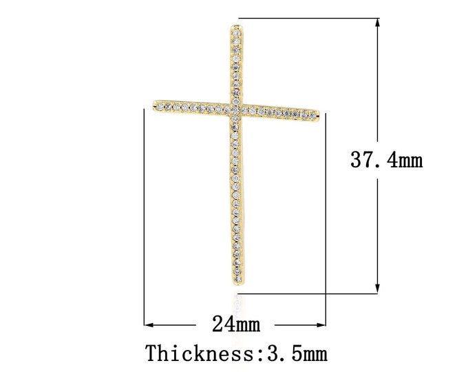 18K Gold Filled Cross Pendant,Gold Dainty CZ Religion Charms,Christian Charm Bracelet Necklace for DIY Jewelry Making Supply