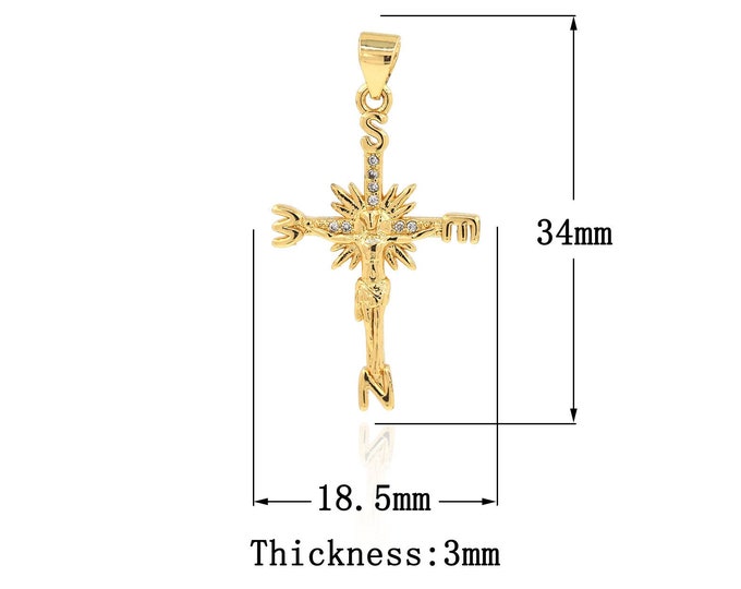 18K Gold Filled CZ Victim Pendant,Gold Dainty Cross Charms,Compass Charm Bracelet Necklace for DIY Jewelry Making Supply