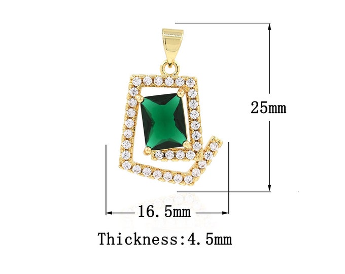 18K Gold Filled CZ Square Pendant,Gold Dainty Square Charms,Square Charm Bracelet Necklace for DIY Jewelry Making Supply