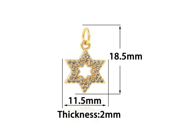 18K Gold Filled Star Pendant,Gold Dainty Star Charms,CZ Star Charm Bracelet Necklace for DIY Jewelry Making Supply