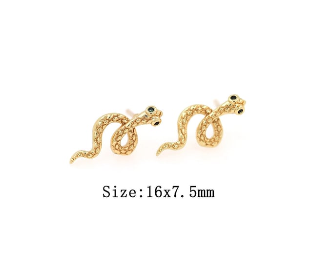 18K Gold Filled CZ Snake Stud Earrings,Gold Snake Stud Earrings,Snake Stud Earrings,Gift for Her