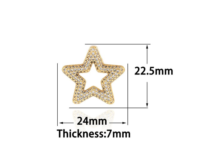 18K Gold Filled Star Pendant,Gold Dainty Star Charms,CZ Star Charm Bracelet Necklace for DIY Jewelry Making Supply