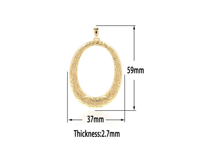 18K Gold Filled Oval Pendant,Gold  Dainty Charms, Minimalist  Charm Bracelet Necklace for DIY Jewelry Making Supply