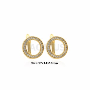 1Pair Gold Filled Round Hollow Earrings Cubic Zirconia Circle Earrings Jewelry Wear Perforated Earrings Ladies Fashion Jewelry 17x14x10mm