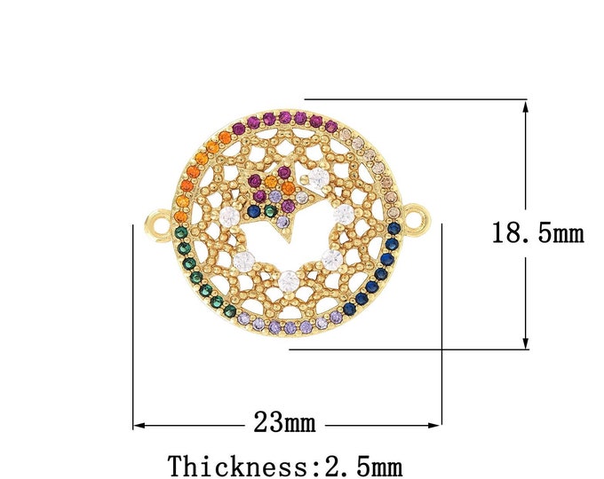Pentagram Connector,MicroPave CZ Polaris Charm 18K Gold Filled Star Jewelry DIY Jewelry Supplies