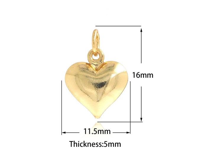 Gold Heart Pendant 18K Gold Filled Heart Necklace Gold Filled Love and Friendship Necklace DIY Jewelry Making Accessories 16x11.5x5mm