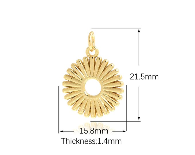10 PCS  Gold Round Charm, 18K Gold Filled Circle Necklace, Minimalist Charm, Hollow Pendant, DIY Jewelry Supplies, 21.5x15.8x1.4mm