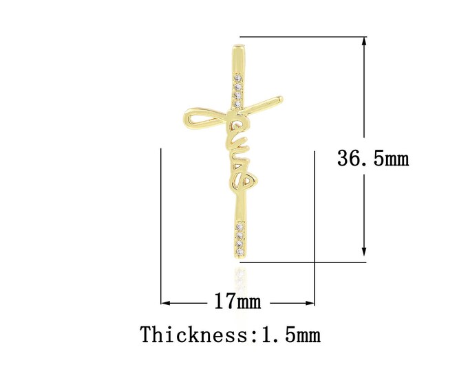 18K Gold Filled CZ Cross Pendant,Gold Dainty Religion Charms,Letter Charm Bracelet Necklace for DIY Jewelry Making Supply