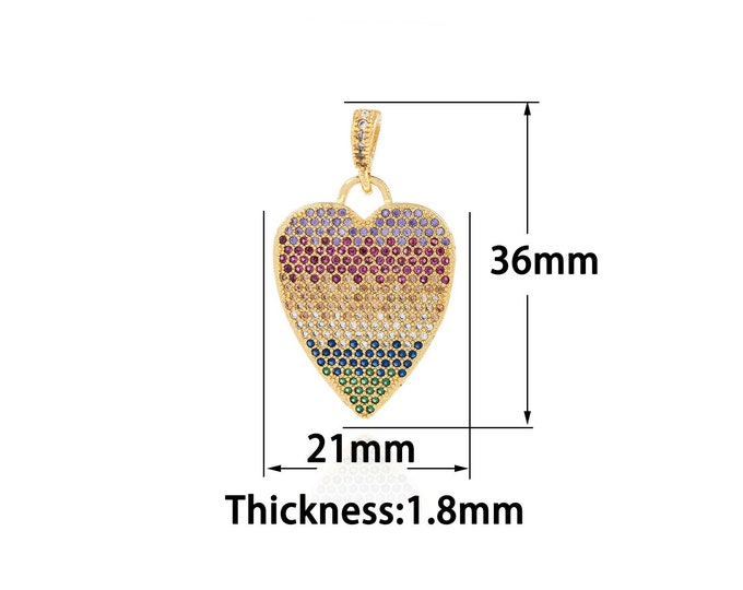 18K Gold Filled Heart Pendant,Gold Dainty Heart Charms,CZ Heart Charm Bracelet Necklace for DIY Jewelry Making Supply