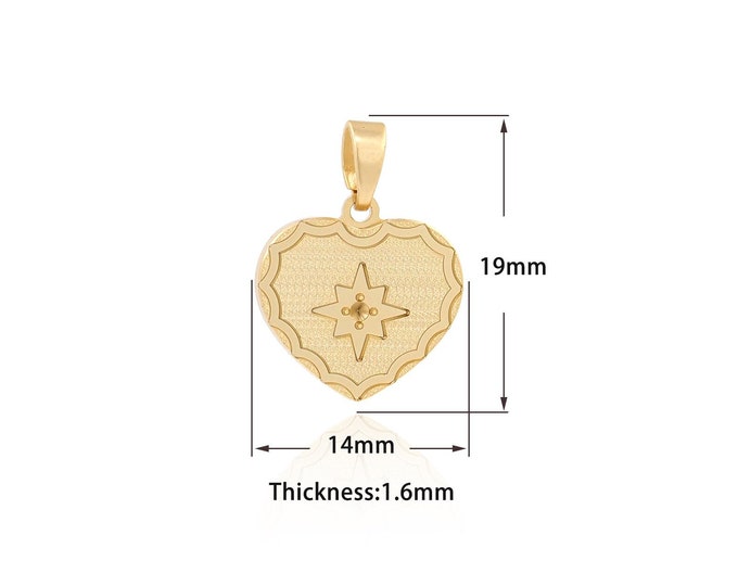 Polaris Pendant,18K Gold Filled Dainty Heart Pendant Heart Charm Love Pendant,Heart Pendant,DIY Jewelry Supplies,19x14x1.6mm