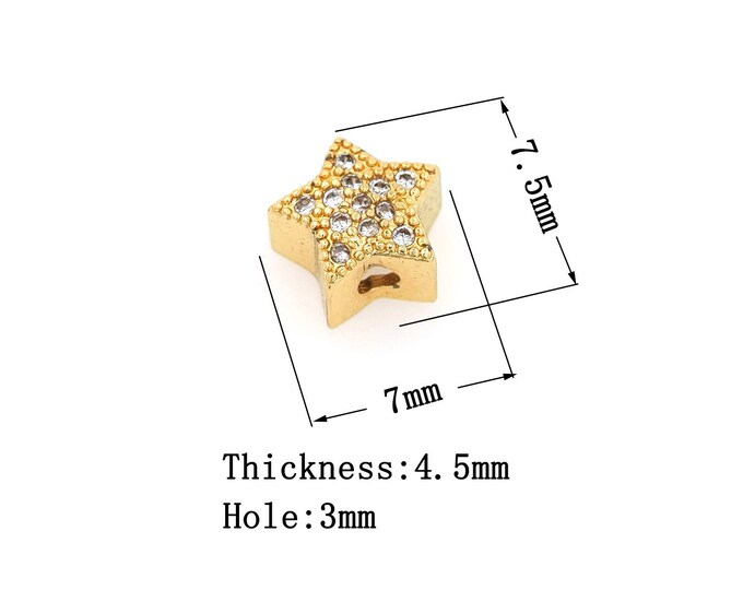18K Gold Filled CZ Star Beads,Gold Star Beads,Star Beads DIY Gold Jewelry Making Supply