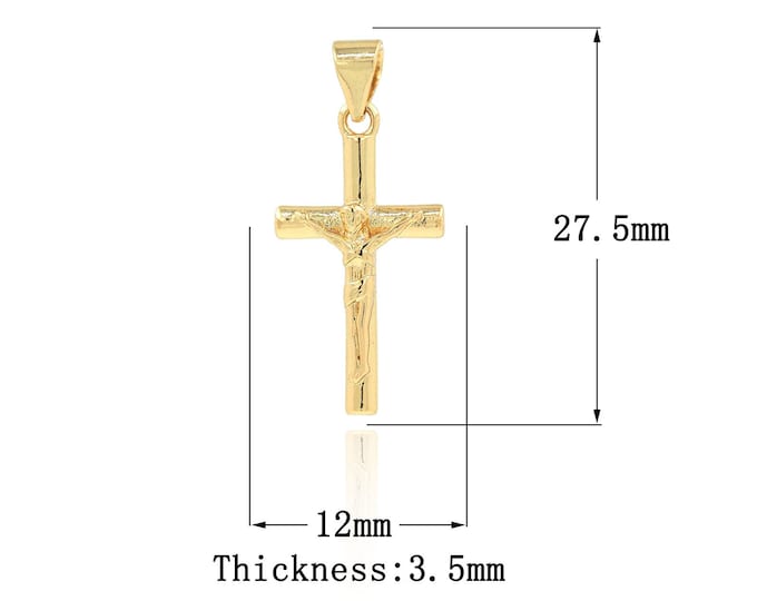 18K Gold Filled CZ Cross Pendant,Gold Dainty Religion Charms,Christian Charm Bracelet Necklace for DIY Jewelry Making Supply