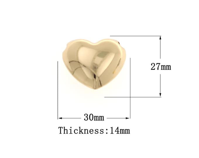18K Gold Filled Heart Spacer Beads,Puffed Heart Spacer Beads,Gold Heart Beads for DIY Jewelry Making Supplies