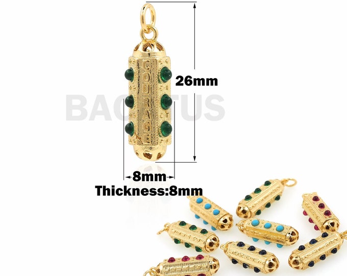 Hexagonal Pendant, 18K Gold Filled Long Pendant, Barrel Necklace, Micropavé CZ Geometry Necklace, DIY Jewelry Accessories, 26x8x8mm