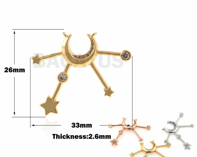 18K Gold Filled Moon Star Pendant, Moon Charm, Celestial Necklace, Moon Charm, DIY Jewelry Accessories, 26x33x2.6mm