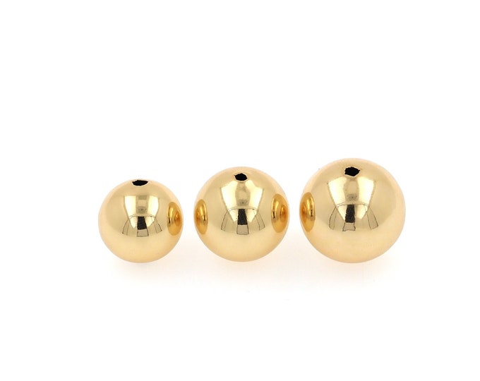 18K Gold Filled Spacer Round Beads,Gold Round Beads, DIY Bracelet Necklace Earrings Jewelry Making