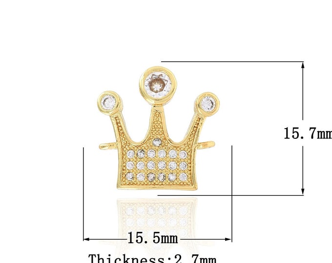 18K Gold Filled Crown Charm, MicroPave CZ Crown Discovery Made by Bracelet Suitable for Bracelet, Necklace,15.7x15.5x2.7mm