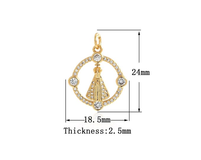 18K Gold Filled Pope Pendant,Gold Dainty CZ Papal Charms,Simple Charm Bracelet Necklace for DIY Jewelry Making Supply,24x18.5x2.5mm
