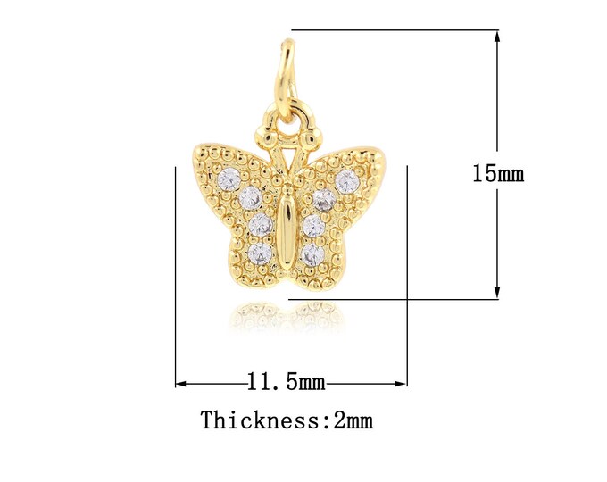 10pcs 18K Gold Filled Minimalist Pendant Small Gold Butterfly Necklace 18K Gold Filled Butterfly Necklace Birthday Gift 15x11.5x2mm