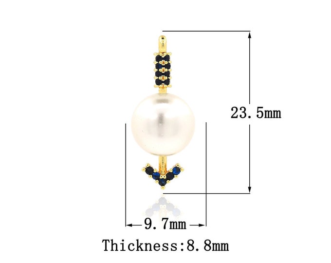MicroPave CZ Arrow Pendant Pearl Arrow Charm 18K Gold Filled Arrow Charm DIY Jewelry Making 23.5x9.7x8.8mm
