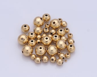 100pcs 18K Gold Filled Round Beads, Gold Plated Beads, Small Gold Beads, DIY Jewelry, Bracelets and Necklace Supplies