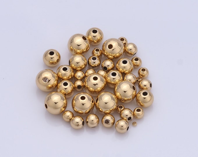 100pcs 18K Gold Filled Round Beads, Gold Plated Beads, Small Gold Beads, DIY Jewelry, Bracelets and Necklace Supplies