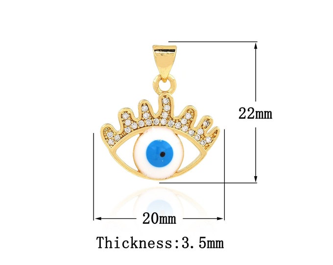 Turkish Eye Jewelry,Eye Pendant Greek Eye Necklace Enamel Charm DIY Jewelry Making 18K Gold Filled Oil Drop Jewelry 22x20x3.5mm