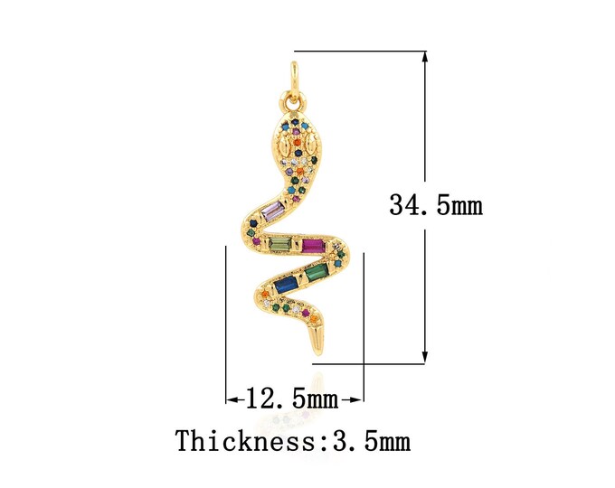 18K Gold Filled CZ Snake Pendant,Gold Dainty Snake Charms,Snake Charm Bracelet Necklace for DIY Jewelry Making Supply