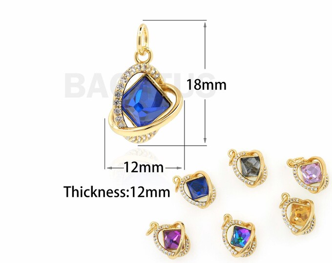 Crystal Pendant, 18K Gold Filled Star Ring Pendant, Micropavé CZ Crystal Necklace, Star Charm, DIY Jewelry Accessories, 18x12x12mm