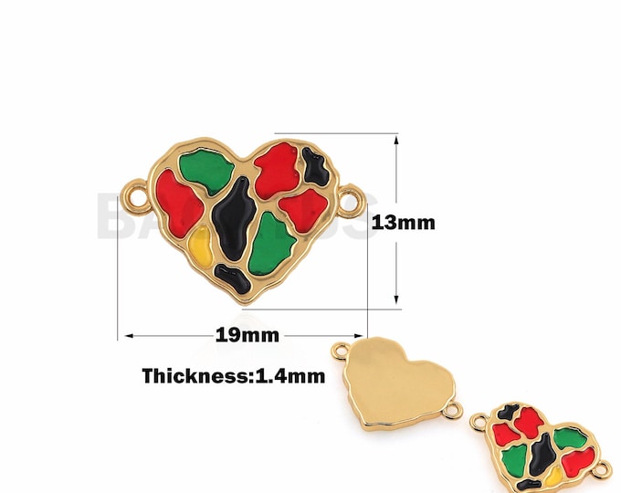 18K Gold Filled Enamel Love Connector, Enamel Connector, Heart-Shaped Connector, Enamel Charm,Bracelet And Necklace Accessories, 13x19x1.4mm
