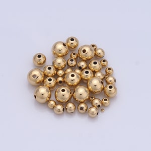 100pcs 18K Gold Filled Round Beads, Gold Plated Beads, Small Gold Beads, DIY Jewelry, Bracelets and Necklace Supplies