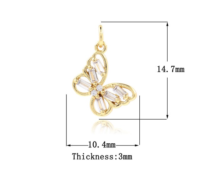 18K Gold Filled Minimalist Pendant Exquisite Small Gold Butterfly Necklace 18K Gold Filled Butterfly Necklace Birthday Gift 10.4x14.7x3mm