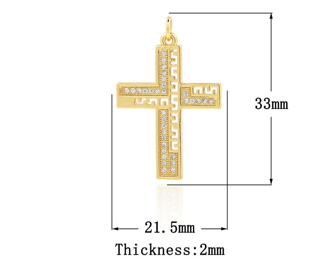 18K Gold Filled Cross Pendant,Gold Dainty Religion Charms,CZ Christian Charm Bracelet Necklace for DIY Jewelry Making Supply