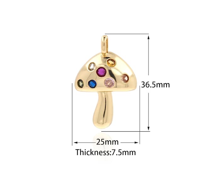 Gold Dainty Mushroom Charms,18K Gold Filled Mushroom Pendant,Simple pendant Bracelet Necklace for DIY Jewelry Making Supply,36.5x25x7.5mm