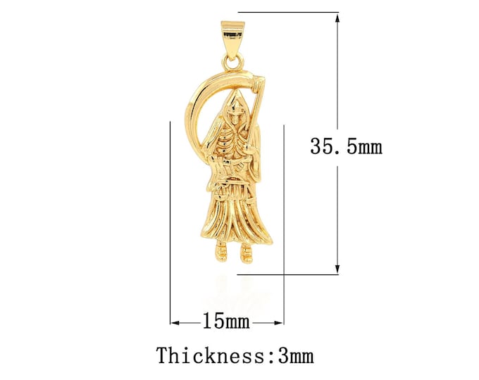 18K Gold Filled CZ Santa Muerte Pendant,Gold Dainty Santa Muerte Charms,Santa Muerte Charm Bracelet Necklace for DIY Jewelry Making Supply