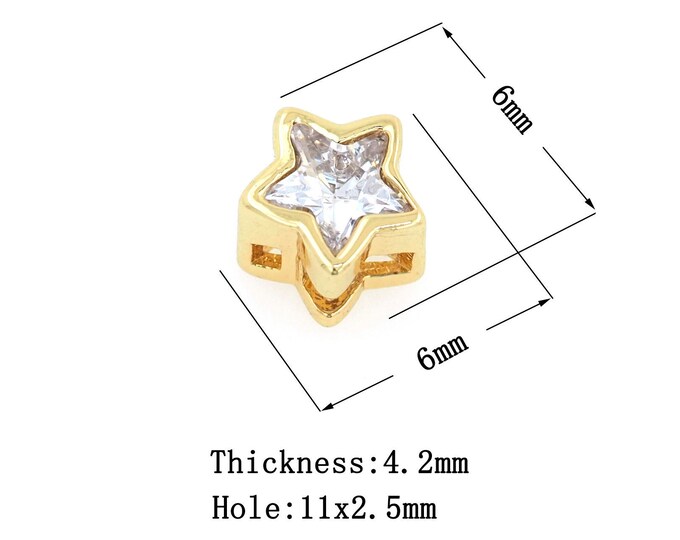 18K Gold Filled CZ Star Beads,Gold Star Beads,Star Beads DIY Gold Jewelry Making Supply
