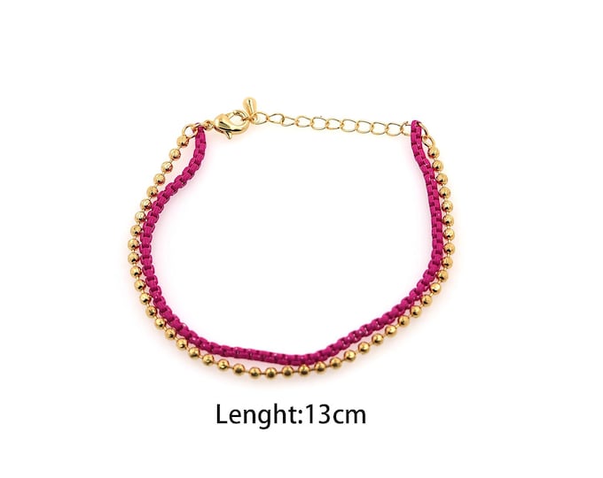 Gold Dainty Double Layer Bracelet,18k Gold Filled Beaded Bracelet,Simple Bracelet,Gift for Her