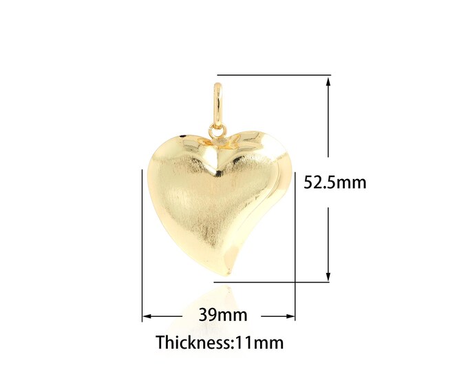 Gold Heart Pendant Golden Fluffy Heart Necklace Gold Filled Love and Friendship Necklace DIY Jewelry Making Accessories