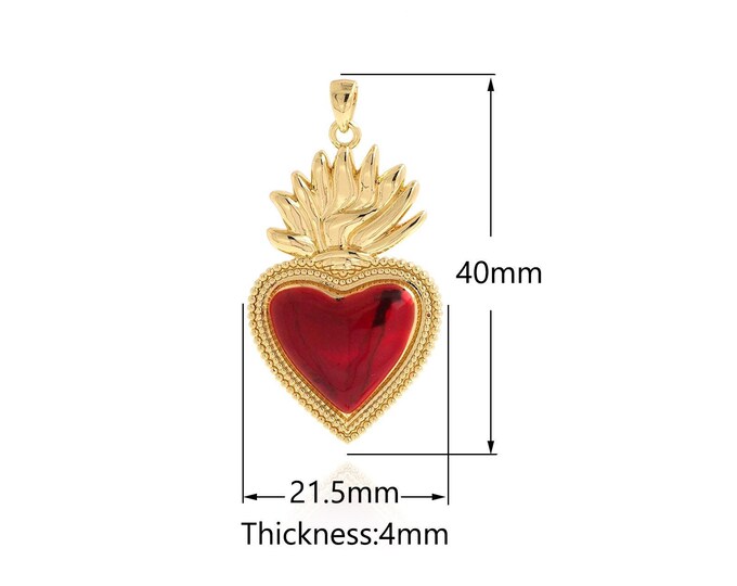 18K Gold Filled Enamel Heart Pendant,Enamel Heart Necklace,Heart Pendant,Enamel Charm, Suitable For Jewelry Making Supplies 40x21.5x4mm