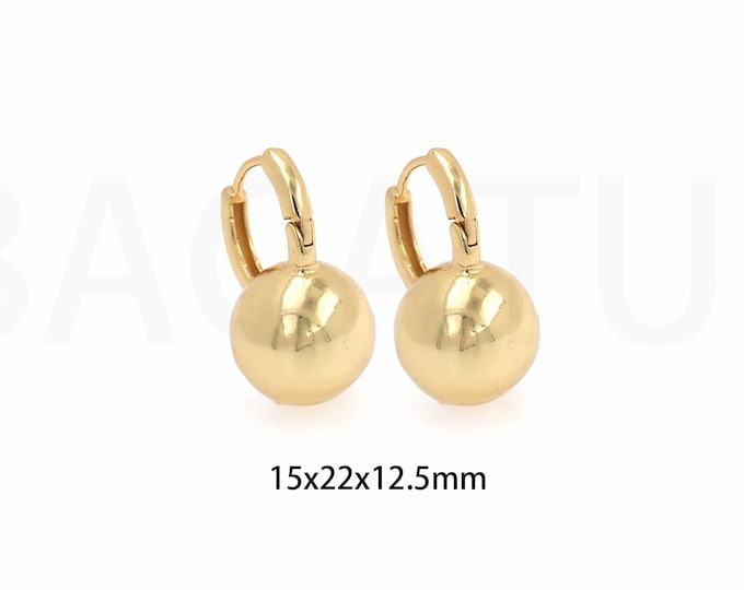 Dainty Ball Jewelry, Round Earrings, Modern Earrings, 18K Gold Filled Ball Earrings, Pierced Earrings, Gift For Her, 15x22x12.5mm