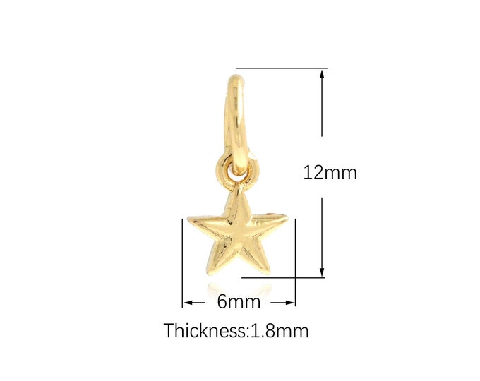10 pcs 18K Gold Filled Star Pendant,Gold Dainty Star Charms,Simple pendant Bracelet Necklace for DIY Jewelry Making Supply,12x6x1.8mm