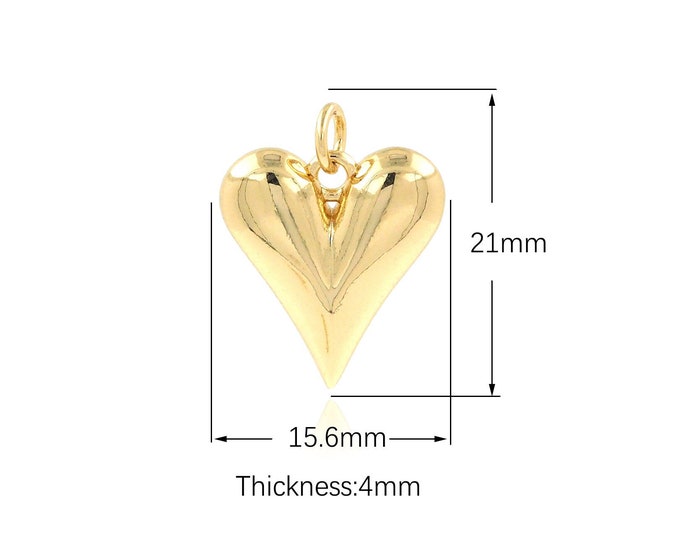 18K Gold Filled Heart pendant,Gold Dainty Heart Charms,Simple pendant Bracelet Necklace for DIY Jewelry Making Supply