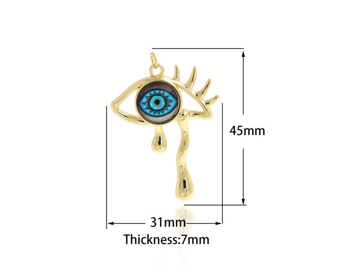 Demon Eye Necklace Eye Ornament Cubic Zirconia DIY Jewelry Making Greek Eye Ornament Turkish Eye Pendant Eye Charm 45x31x7mm