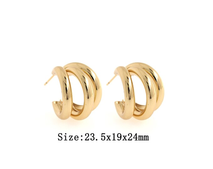 18K Gold Filled  Geometry Stud Earrings, Geometry Stud Earrings, Gold Geometry Minimalist Stud Earrings,Hypoallergenic