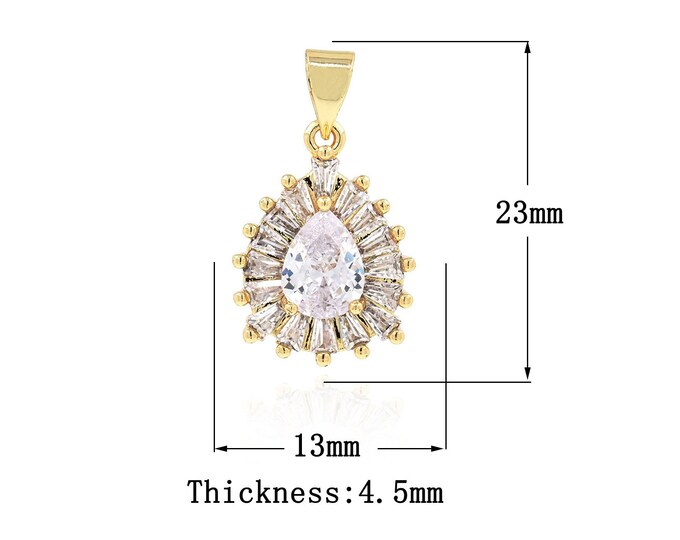 18K Gold Filled CZ Oval Pendant,Gold Dainty Oval Charms,Oval Charm Bracelet Necklace for DIY Jewelry Making Supply